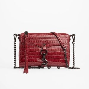 Rebecca Minkoff Mini Mac Cardinal Red Snakeskin Leather Crossbody Bag